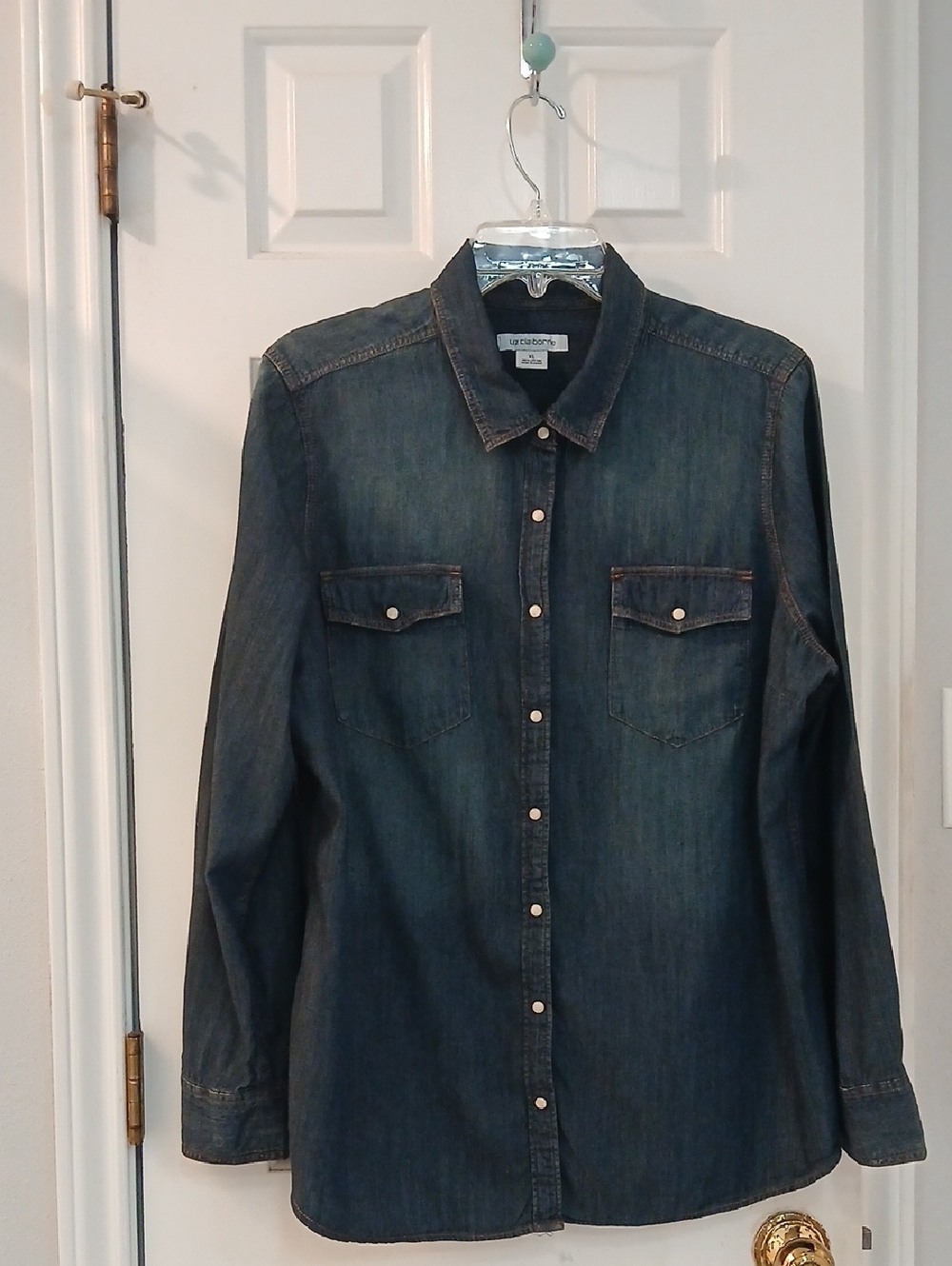 Liz Claiborne Indigo Denim Shirt with Snap Front